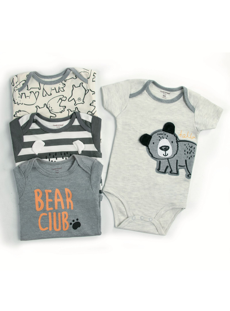 Pack 4 Bodys Niño Manga Corta Tedmimak 100% Algodón Bear Club-1