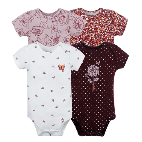 Pack de 4 Bodys Bebé Niña Tedmimak Manga Corta Mariposa-0