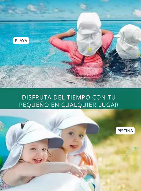 Gorro para el Sol con Solapas Protección UV Niños de 1 a 10 Años Azul-4
