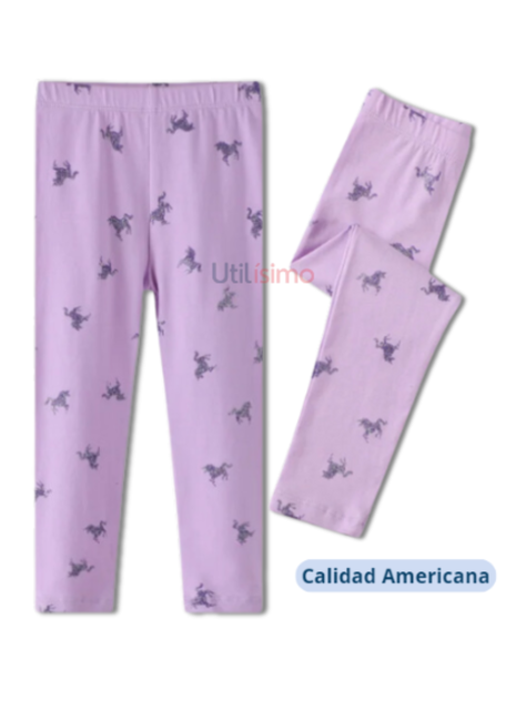 Calzas Niña Caballos Morado Jump Kids 100% Algodón-1