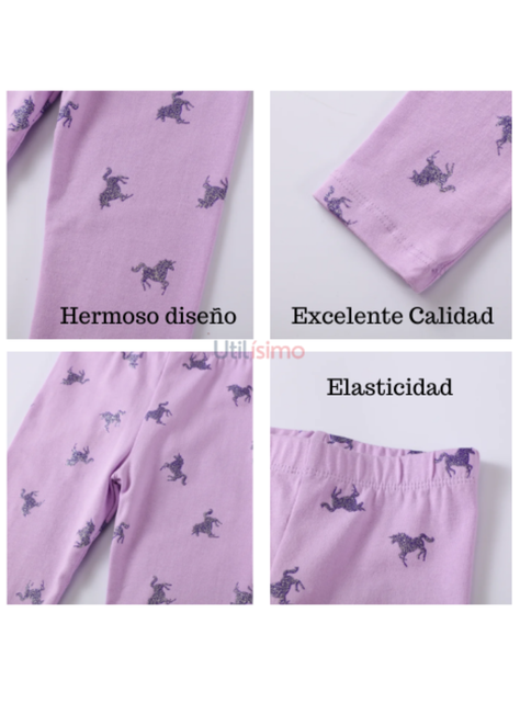 Calzas Niña Caballos Morado Jump Kids 100% Algodón-3