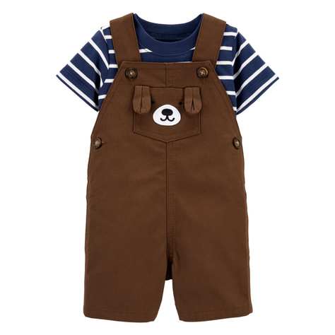 Set 2 Piezas Jardinera Bebé Niño Tedmimak 100% Algodón Oso-0