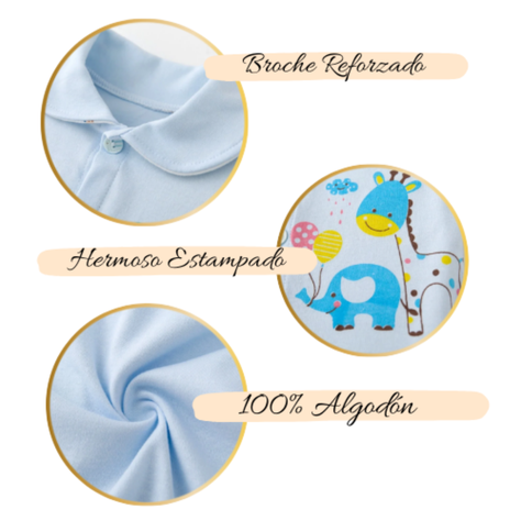 Set 18 Piezas Ajuar Niño Jirafa Elefante Celeste Jump Kids 100% Algodón-2