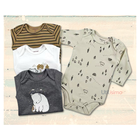 Pack 4 Bodys Tedmimak Niño Manga Larga Osos Varios-1
