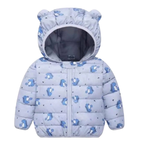 Parka Con Capucha Y Mangas Larga Niña Dinosaurio Azul Jump Kids-0
