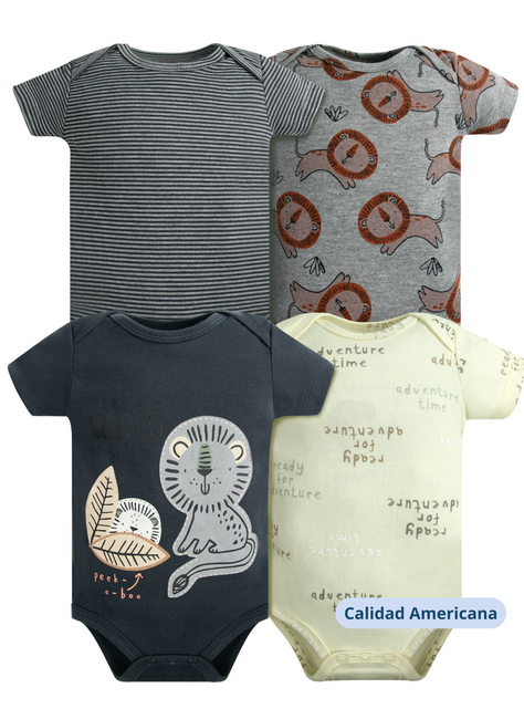 Pack 4 Bodys Niño Manga Corta Tedmimak 100% Rayas Gris-3