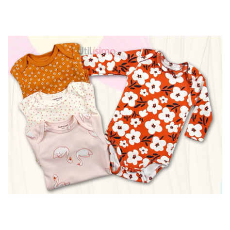 Pack 4 Bodys Tedmimak Niña Manga Larga Cisne y Flores 100% Algodón-1