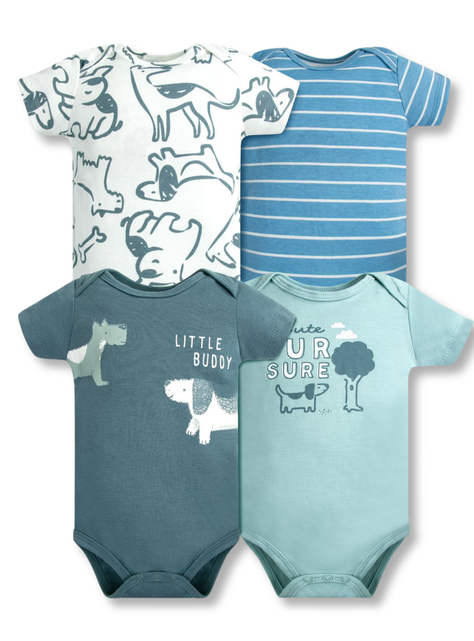 Pack 4 Bodys Niño Manga Corta Tedmimak 100% Blue Dogs-0