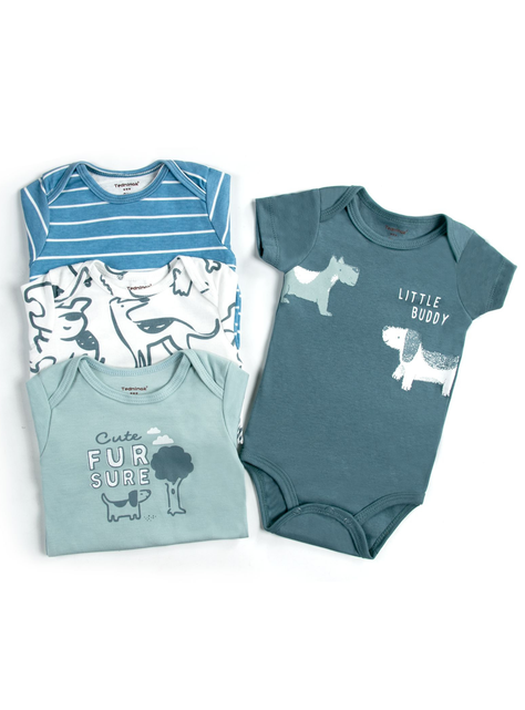 Pack 4 Bodys Niño Manga Corta Tedmimak 100% Blue Dogs-1