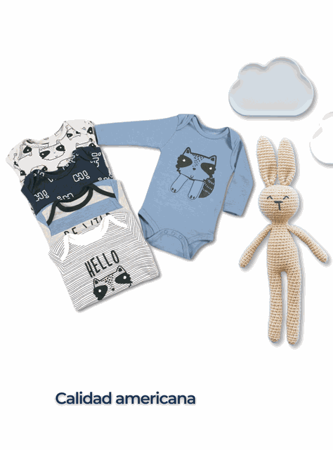 Pack 5 Bodys Bebé Niño Manga Larga Tedmimak 100% Algodón Racoon Wild-5