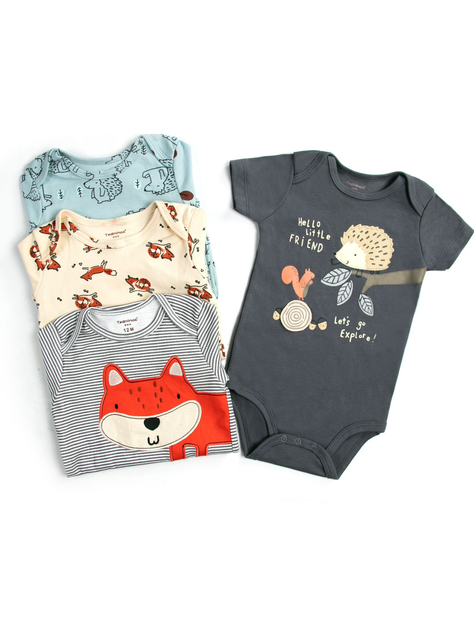 Pack 4 Bodys Niño Manga Corta Tedmimak 100% Algodón Animales Infantiles-1
