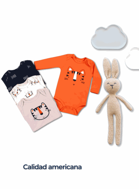 Pack 4 Bodys Bebé Niño Manga Larga Tedmimak 100% Algodón Tiny Tigers-5