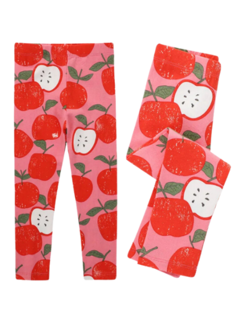Calzas Niña Manzanas Rosado Jump Kids 100% Algodón-0