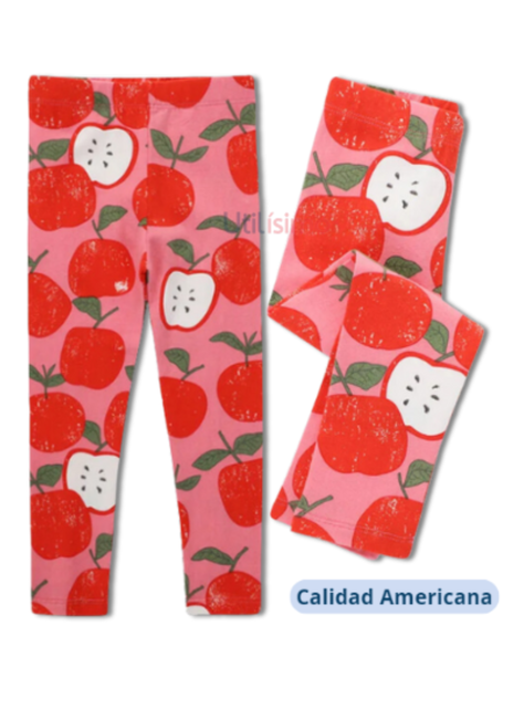 Calzas Niña Manzanas Rosado Jump Kids 100% Algodón-1