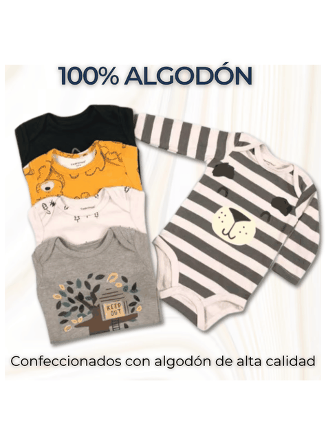 Pack 5 Bodys Bebé Niño Manga Larga Tedmimak 100% Algodón Teddy Bears-1