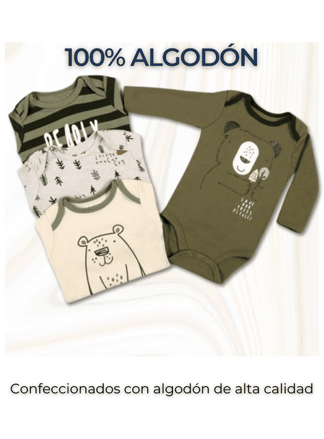 Pack 4 Bodys Bebé Niño Manga Larga Tedmimak 100% Algodón Big Bear-1