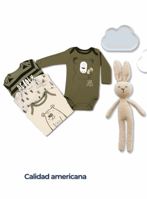 Pack 4 Bodys Bebé Niño Manga Larga Tedmimak 100% Algodón Big Bear-5