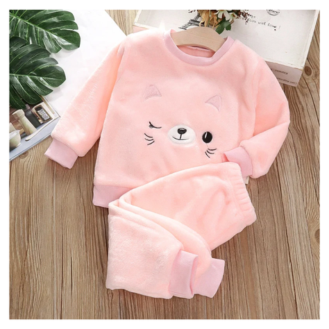 Set Invierno 2 Piezas Buzo Niña Gato Rosa Claro Jump Kids-1