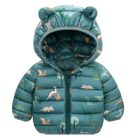 Parka Con Capucha Y Mangas Larga Niño Dinosaurio Verde Oscuro Jump Kids-0
