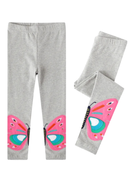 Calzas Niña Mariposas De Colores Gris Jump Kids 100% Algodón-0