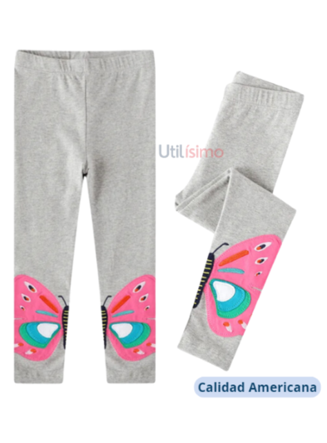 Calzas Niña Mariposas De Colores Gris Jump Kids 100% Algodón-1