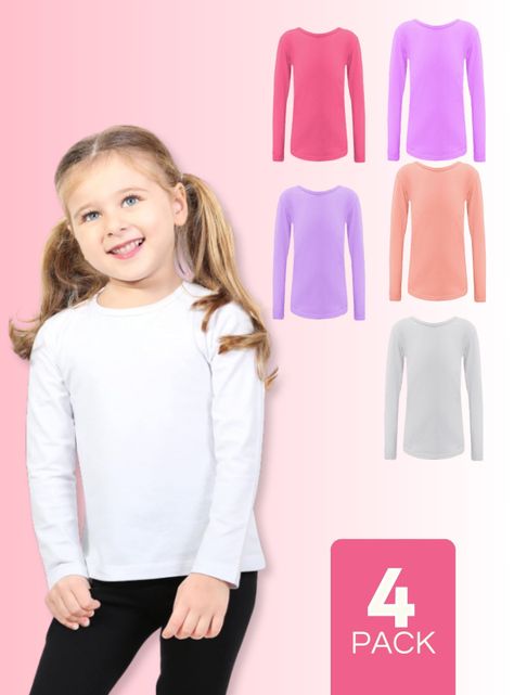 Pack 4 Camisetas Polar Primera Capa Niña Cuello Redondo-0