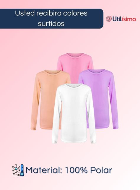 Pack 4 Camisetas Polar Primera Capa Niña Cuello Redondo-2