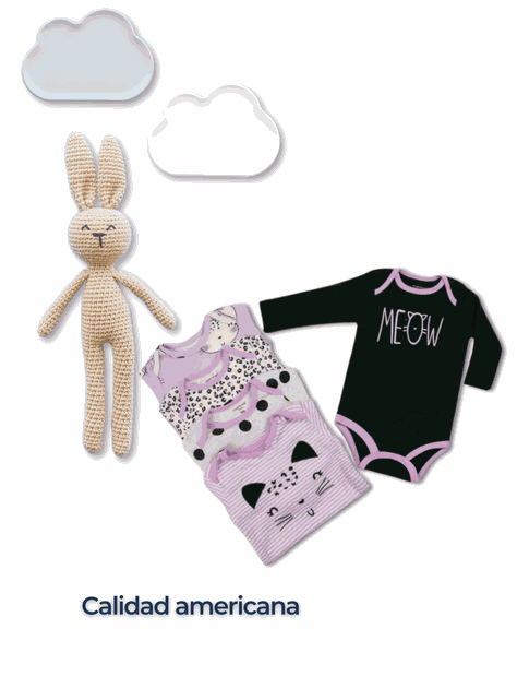 Pack 5 Bodys Bebé Niña Manga Larga Tedmimak 100% Algodón Happy Cat-5