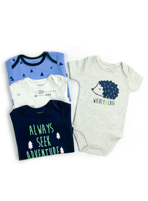 Pack 4 Bodys Niño Manga Corta Tedmimak 100% Algodón Puercoespín Azul-1