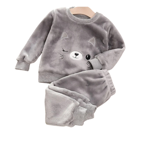 Set Invierno 2 Piezas Buzo Unisex Gato Gris Oscuro Jump Kids-0