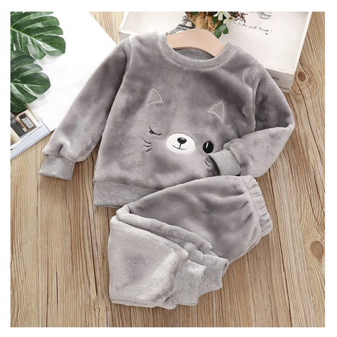 Set Invierno 2 Piezas Buzo Unisex Gato Gris Oscuro Jump Kids-1