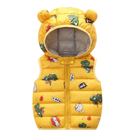 Parka Con Capucha Sin Mangas Niño Dinosaurio T-Rex Amarillo Jump Kids-0