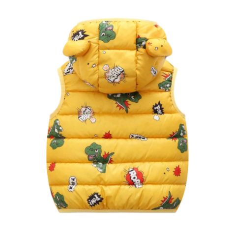 Parka Con Capucha Sin Mangas Niño Dinosaurio T-Rex Amarillo Jump Kids-1
