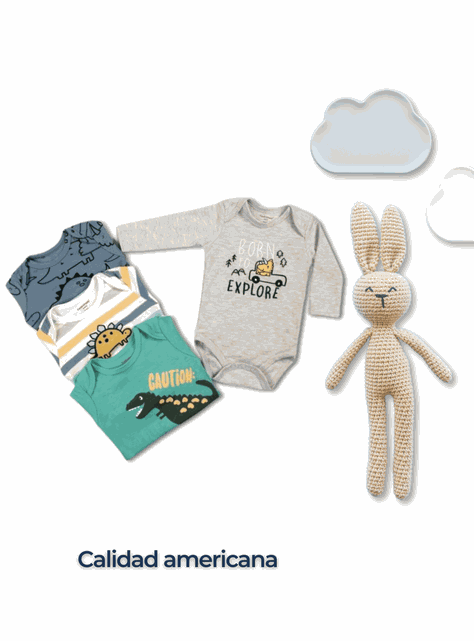 Pack 4 Bodys Bebé Niño Manga Larga Tedmimak 100% Algodón Buddies Dinosaur-5