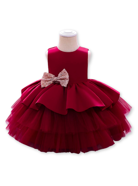 Vestidos de Fiestas con Tul Volantes Niñas 1a5 años Modelo Princesa Rubí-0