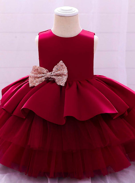 Vestidos de Fiestas con Tul Volantes Niñas 1a5 años Modelo Princesa Rubí-3