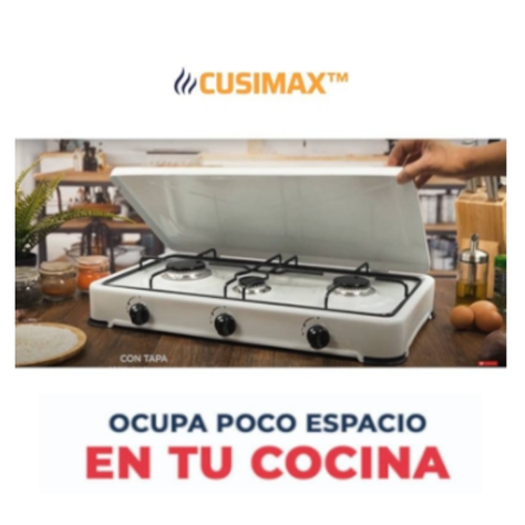Cocinilla Encimera a Gas 3 Platos Portatil Cusimax Regular-2