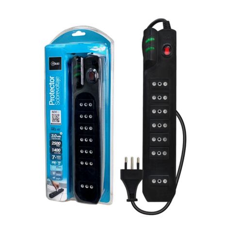 Alargador Con Protector De Sobrevoltaje 1400j  5mt -0