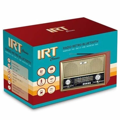 Parlante IRT Retro Bluetooth Fm Am Sw1-2 USB SD Aux-6