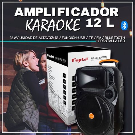 Amplificador Fujitel Karaoike 12" L Microfono USB Recargable -6
