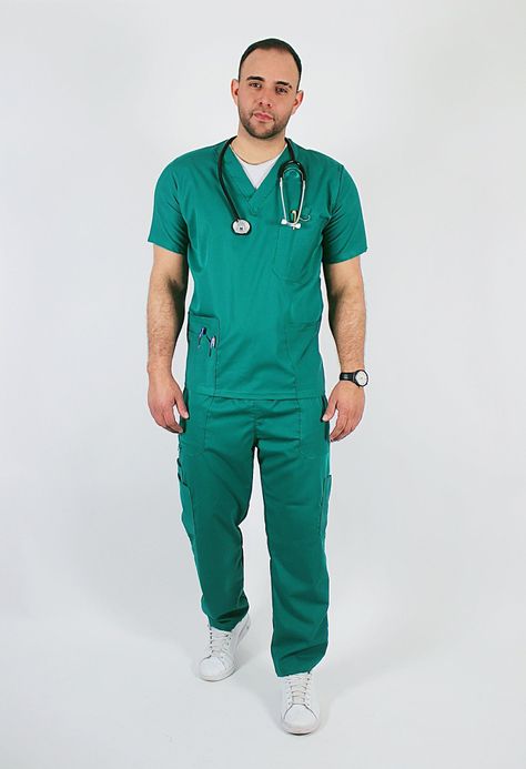 Polera Clínica Antibacterial y Antifluidos Verde Esmeralda -0