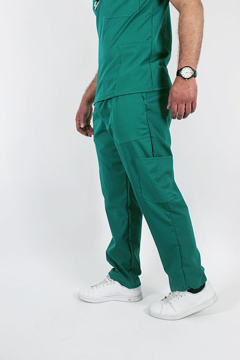 Pantalón Clínico Recto Antibacterial y Antifluidos Verde Esmeralda-1