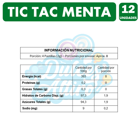 Tic Tac Menta - Sabor Tradicional (Caja Con 12 Unidades)-2