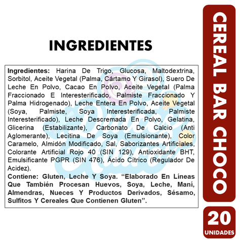 Cereal Bar Sabor Chocolate - Barras De Cereal (Caja Con 20U)-1