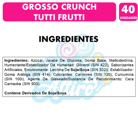 Grosso Crunch Tutti Frutti De Arcor (Caja Con 40 Chicles)-1