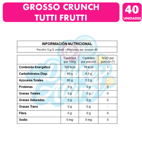 Grosso Crunch Tutti Frutti De Arcor (Caja Con 40 Chicles)-2