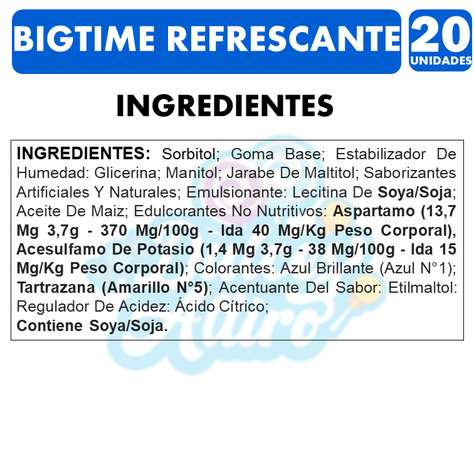 Bigtime Celeste - Chicle Refrescante (Caja Con 20 Unidades)-1