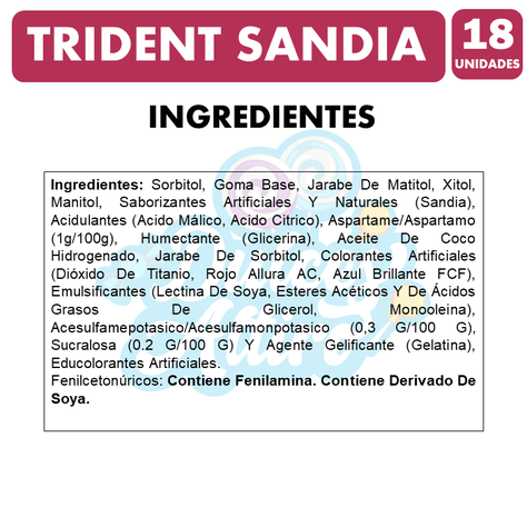 Chicle Trident Sabor Sandía (Caja Con 18 Unidades)-1