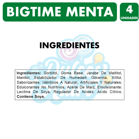 Bigtime Verde - Sabor Menta Sin Azúcar (Pack Con 5 Un)-1