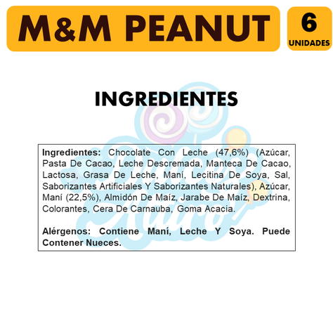 M&M Amarillo - Peanut - Mani (Pack Con 6 Unidades)-1